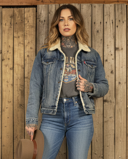 Vintage jeansjacka Levis blå fodrad (m) uppskatt xs /s