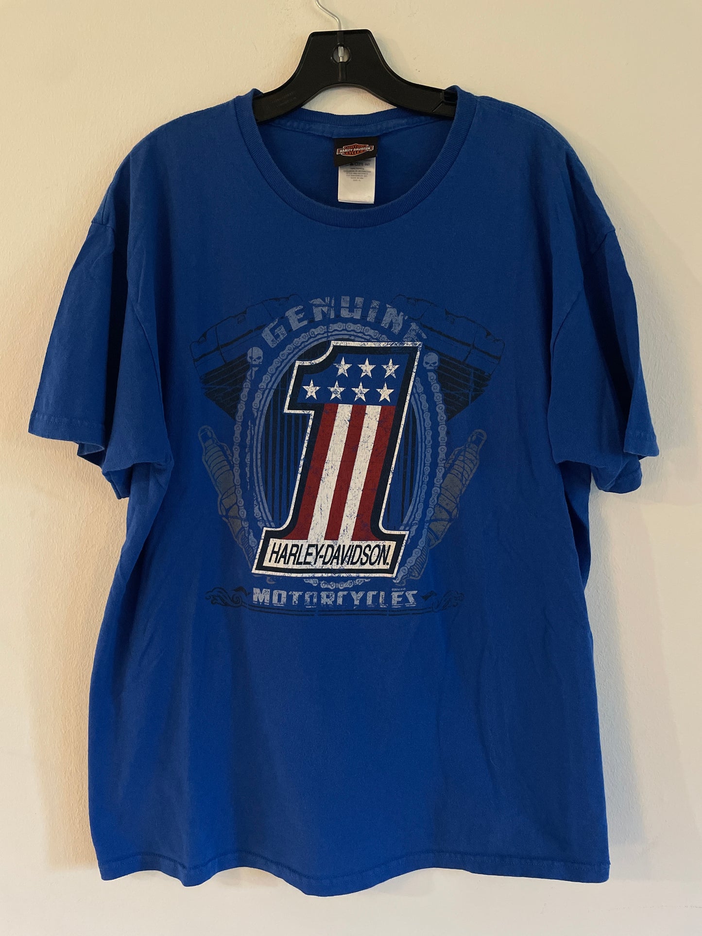 Harley Davidson motorcykel  tshirt    Blå xl unisex