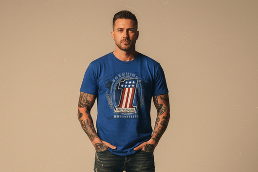 Harley Davidson motorcykel tshirt Blå xl unisex