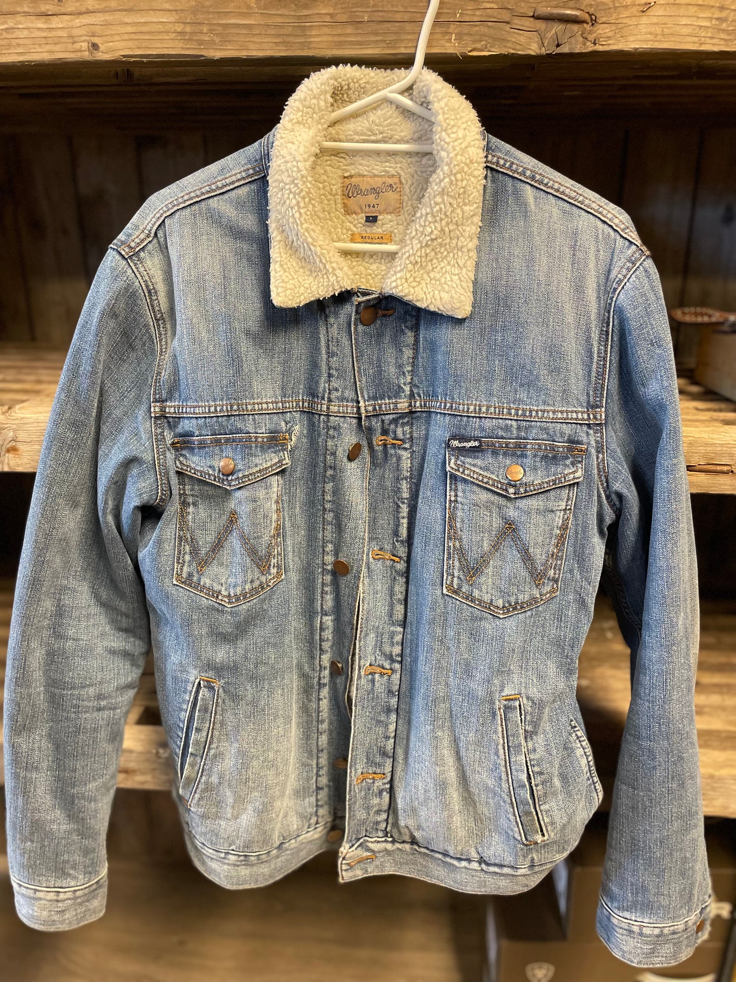 Vintage jeansjacka wrangler blå large