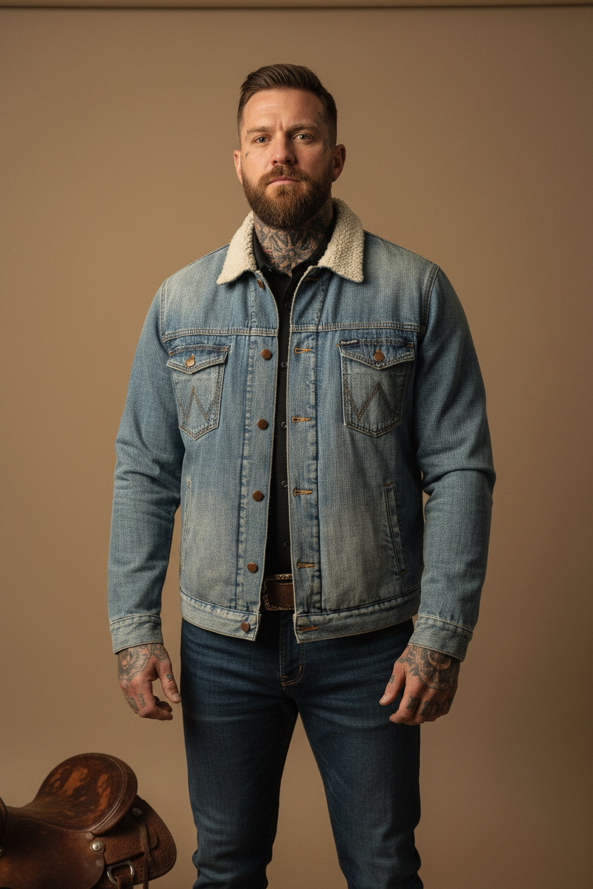 Vintage jeansjacka wrangler blå large