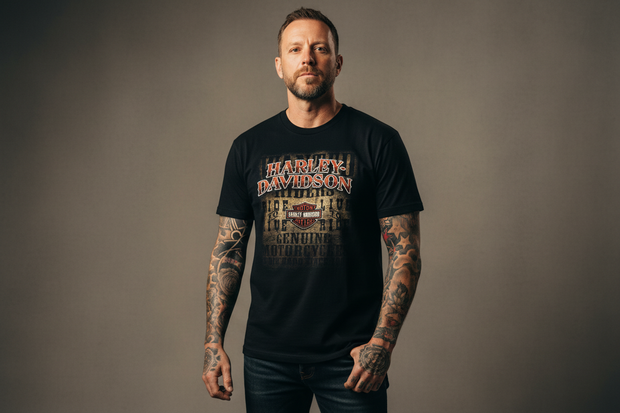 Harley Davidson motorcykel  tshirt    Svart  xl unisex