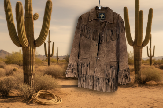Vintage mocka western jacka petroff fransjacka strlk large xl