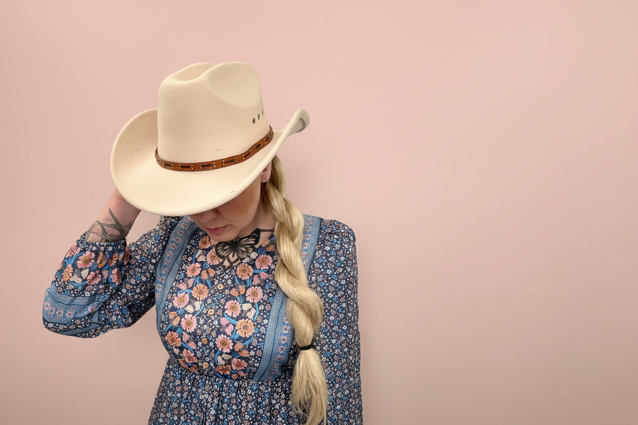 rebell boho western Texas grace långklänning blåa toner