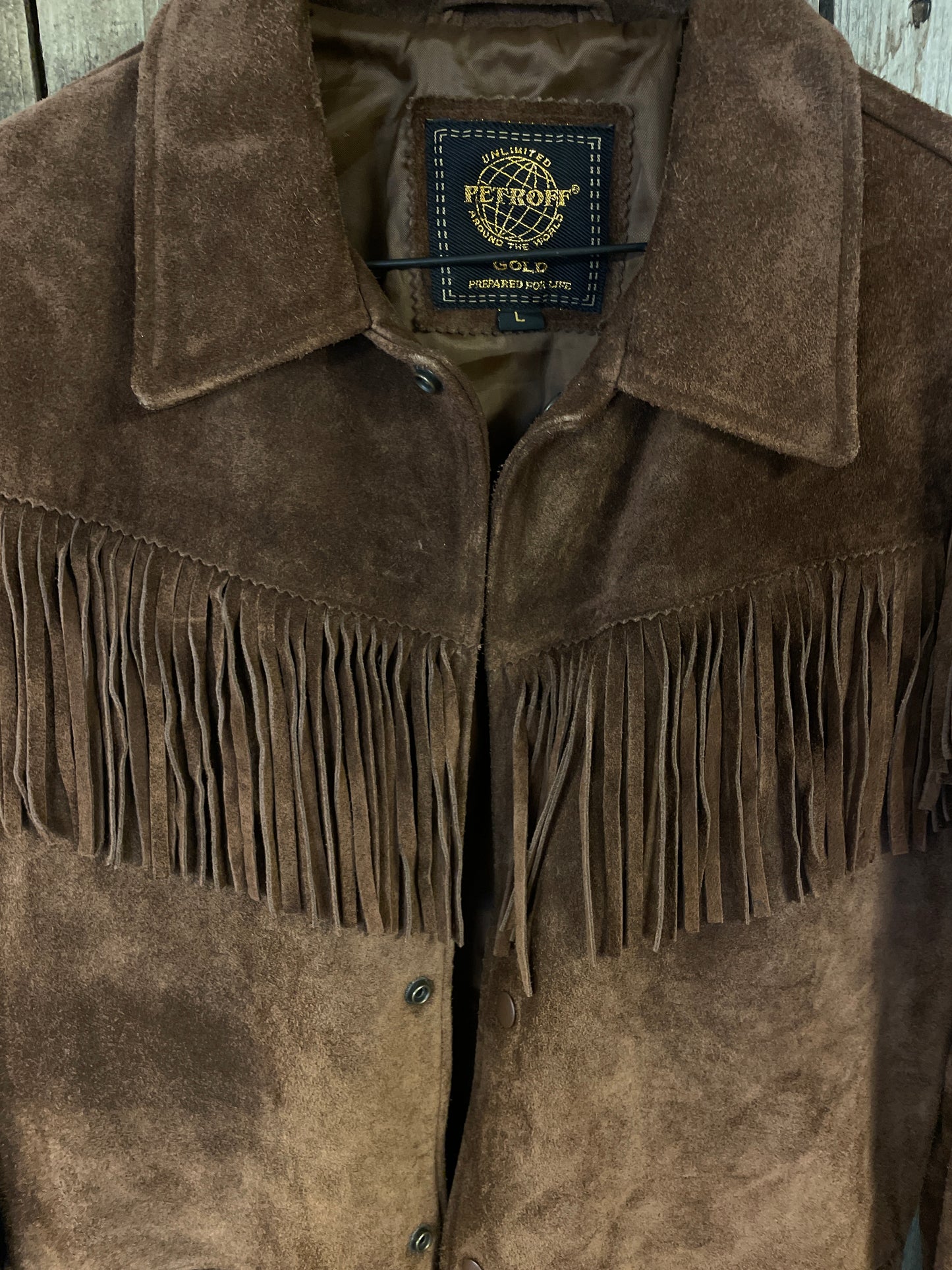 Vintage mocka western jacka petroff fransjacka  strlk large xl