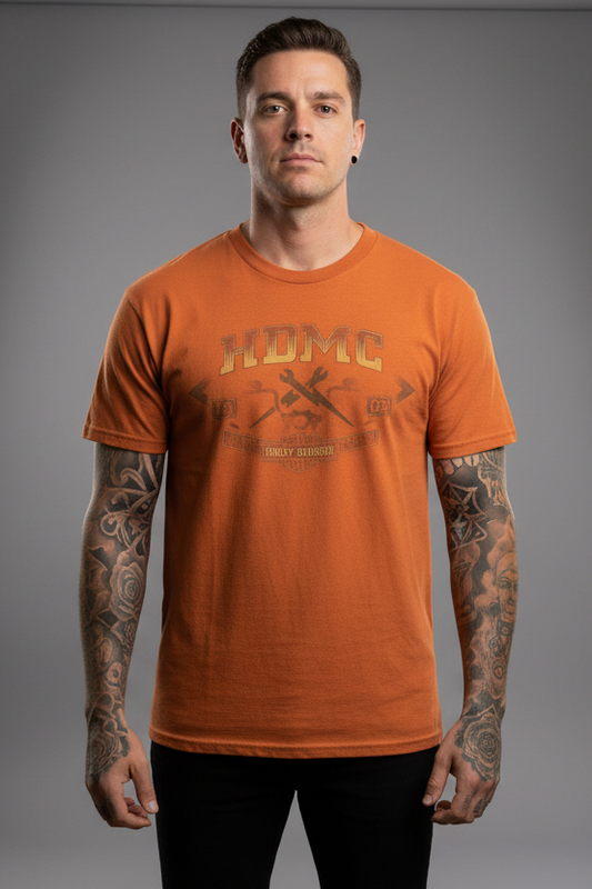 Harley Davidson motorcykel tshirt orange L unisex