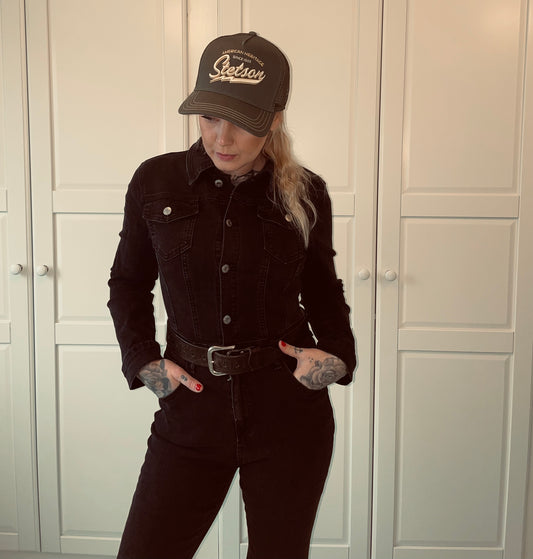 Rebell hängslebyxor jeans dress  svarta