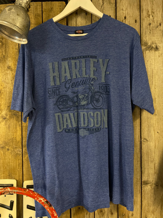 Harley davidsson tshirt blå unisex
