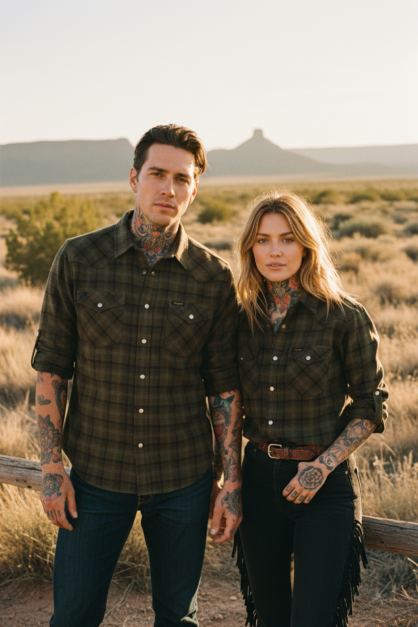 Wrangler skjorta flanell western shirt olive night