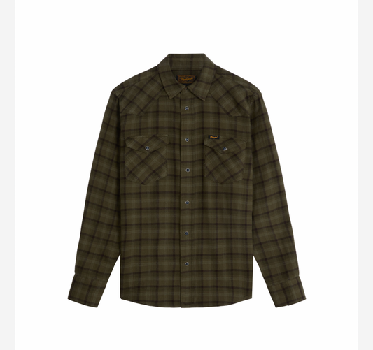 Wrangler skjorta flanell western shirt olive night