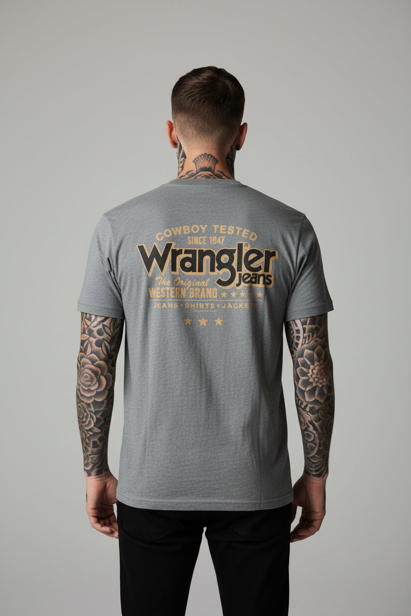 Wrangler cowboy wrangler western  tshirt limited edition usa unisex grågrön