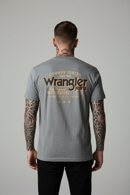 Wrangler cowboy wrangler western tshirt limited edition usa unisex grågrön