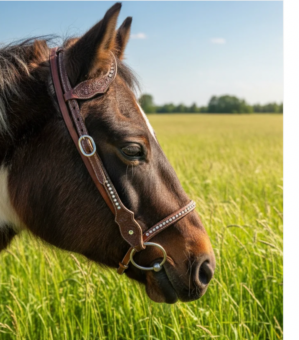 Wildwestrebell western mouthshutter med strass mörkbrun