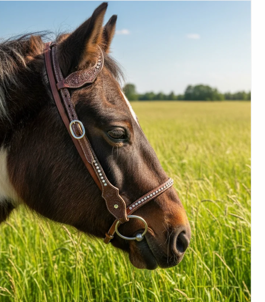 Wildwestrebell western mouthshutter med strass mörkbrun
