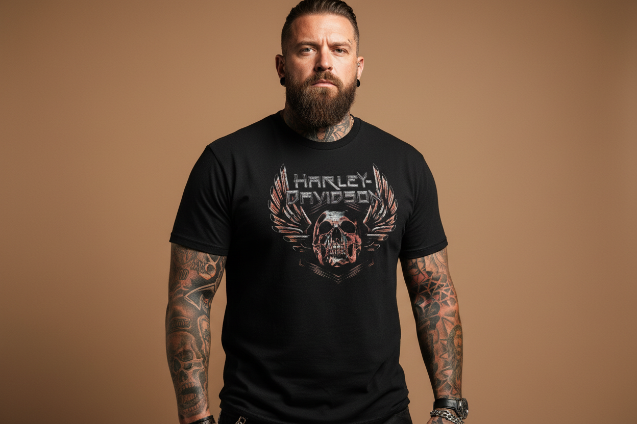 Harley Davidson motorcykel  tshirt    Svart Xxl  unisex