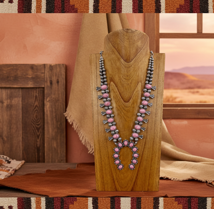 Texas jewelry rosa hästsko halsband