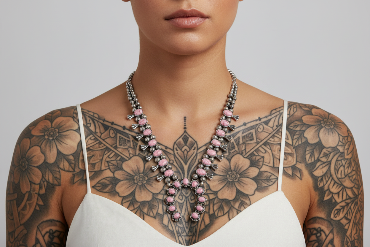 Texas jewelry rosa hästsko halsband