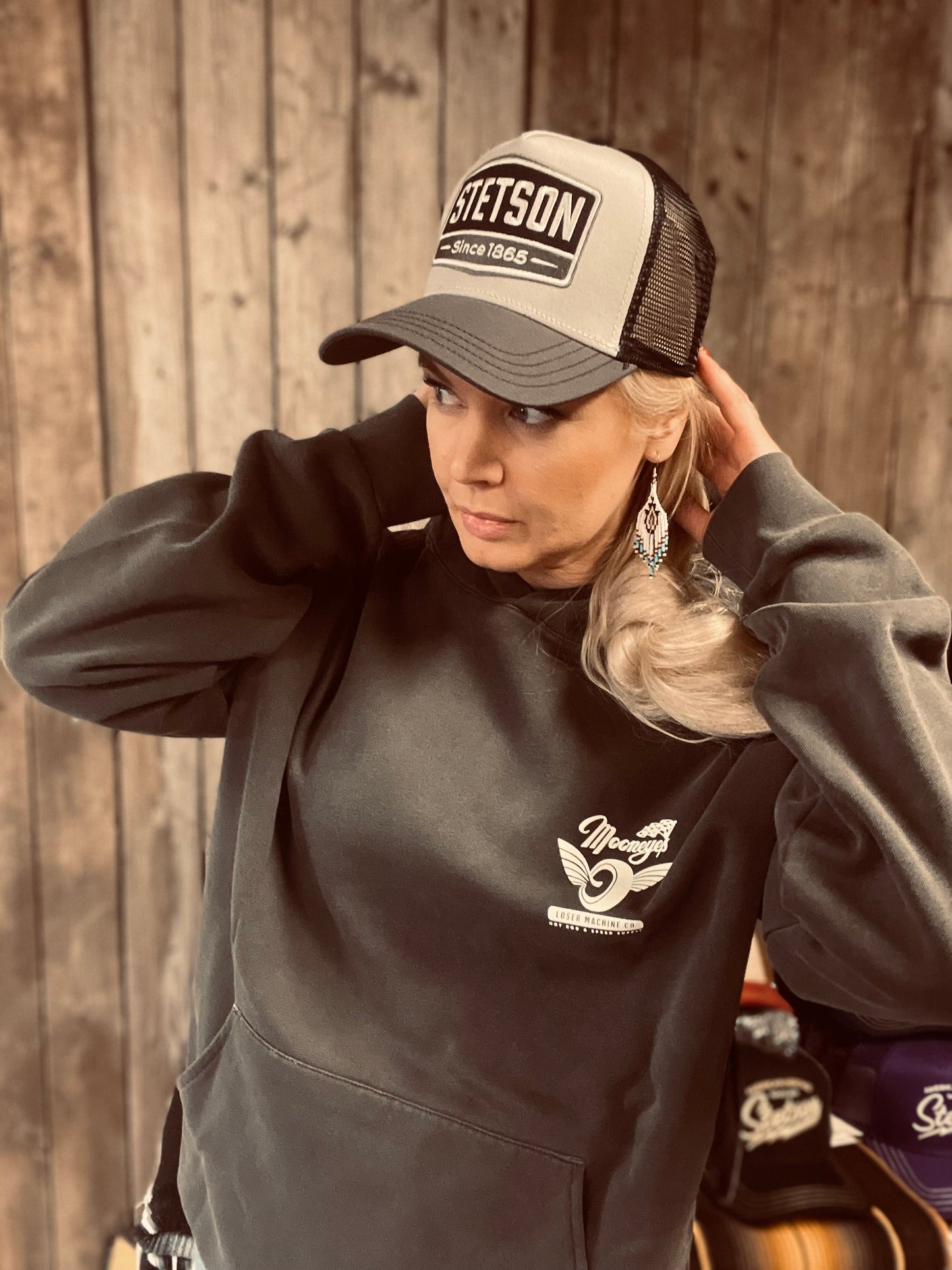 Loser Machine Partnership hoodie pigment black mooneyes