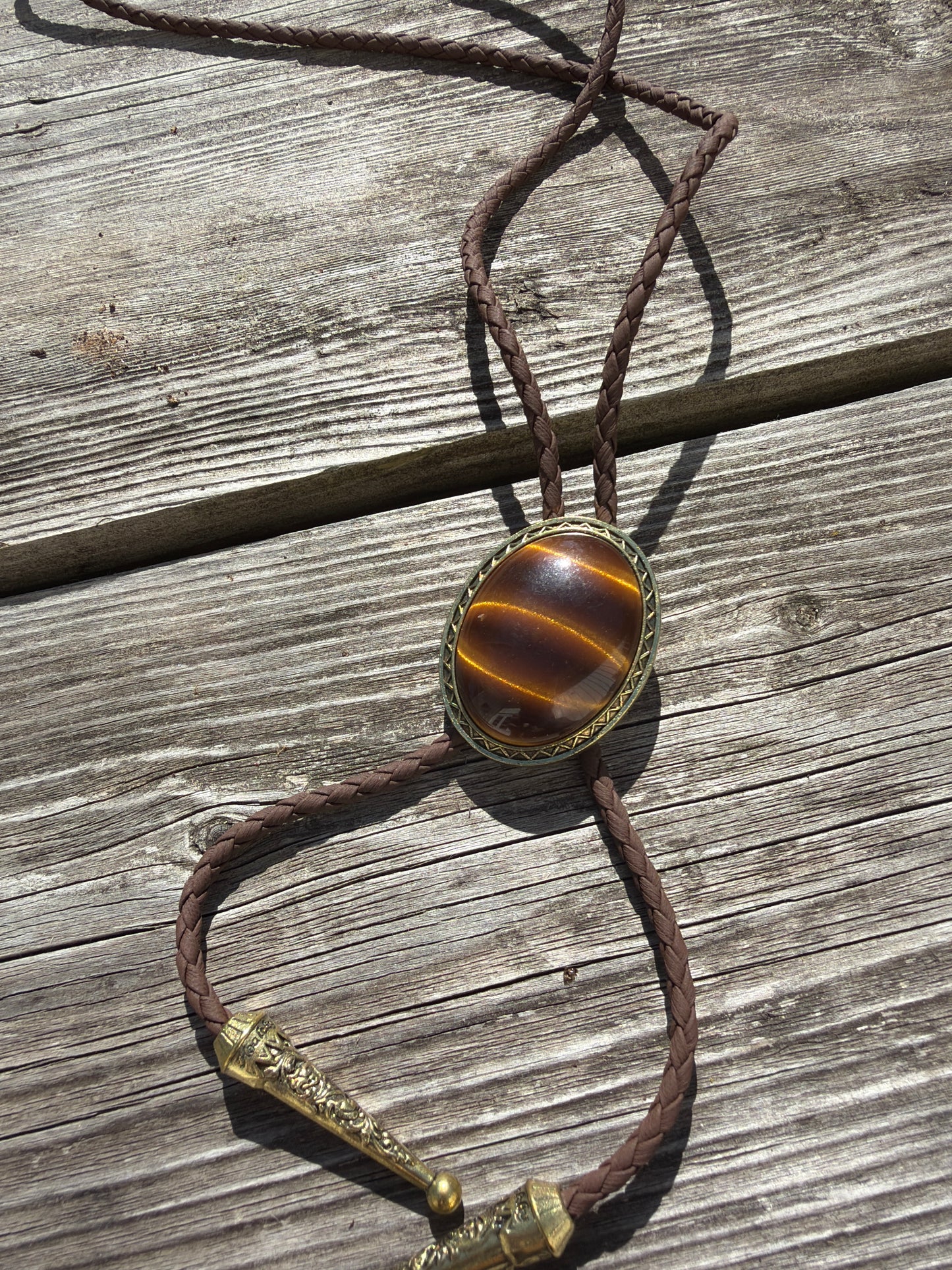 Texas jewelry brun guld  tiger bolo tie