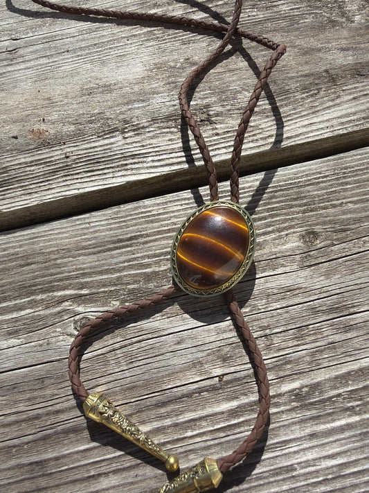 Texas jewelry brun guld  tiger bolo tie