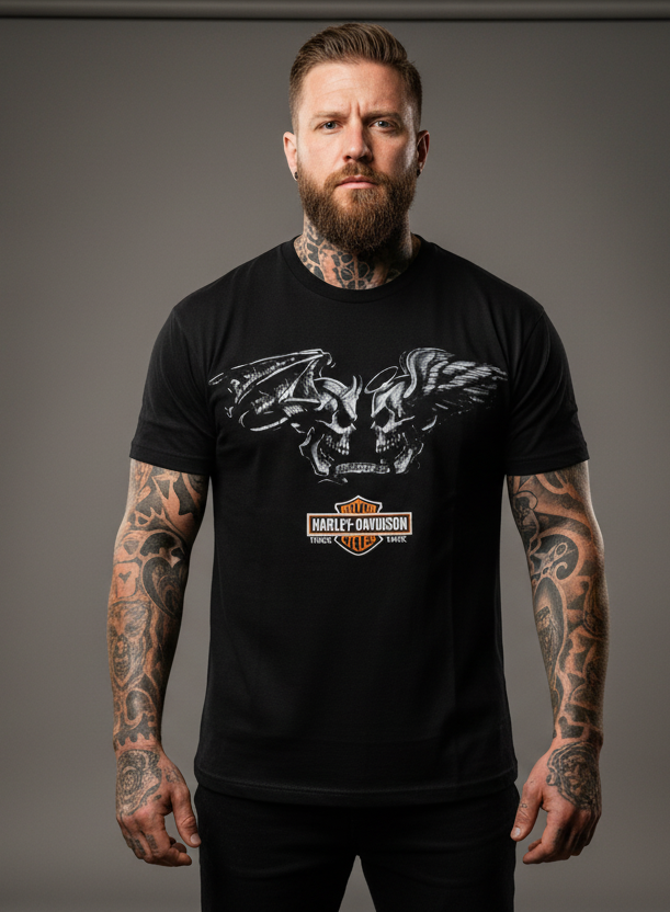 Harley Davidson motorcykel  tshirt  svart  L   unisex