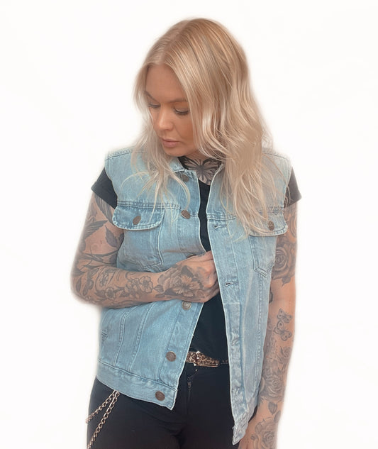 Rebell Jeansväst urban ljus jeansväst unisex