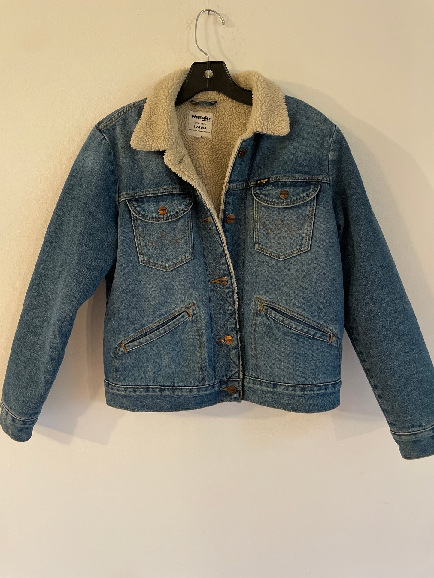 Vintage jeansjacka wrangler blå medium   (Small ) fodrad