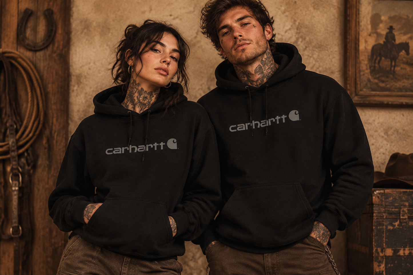 CARHARTT SIGNATURE LOGO HOODED 	Marquette hoodie black