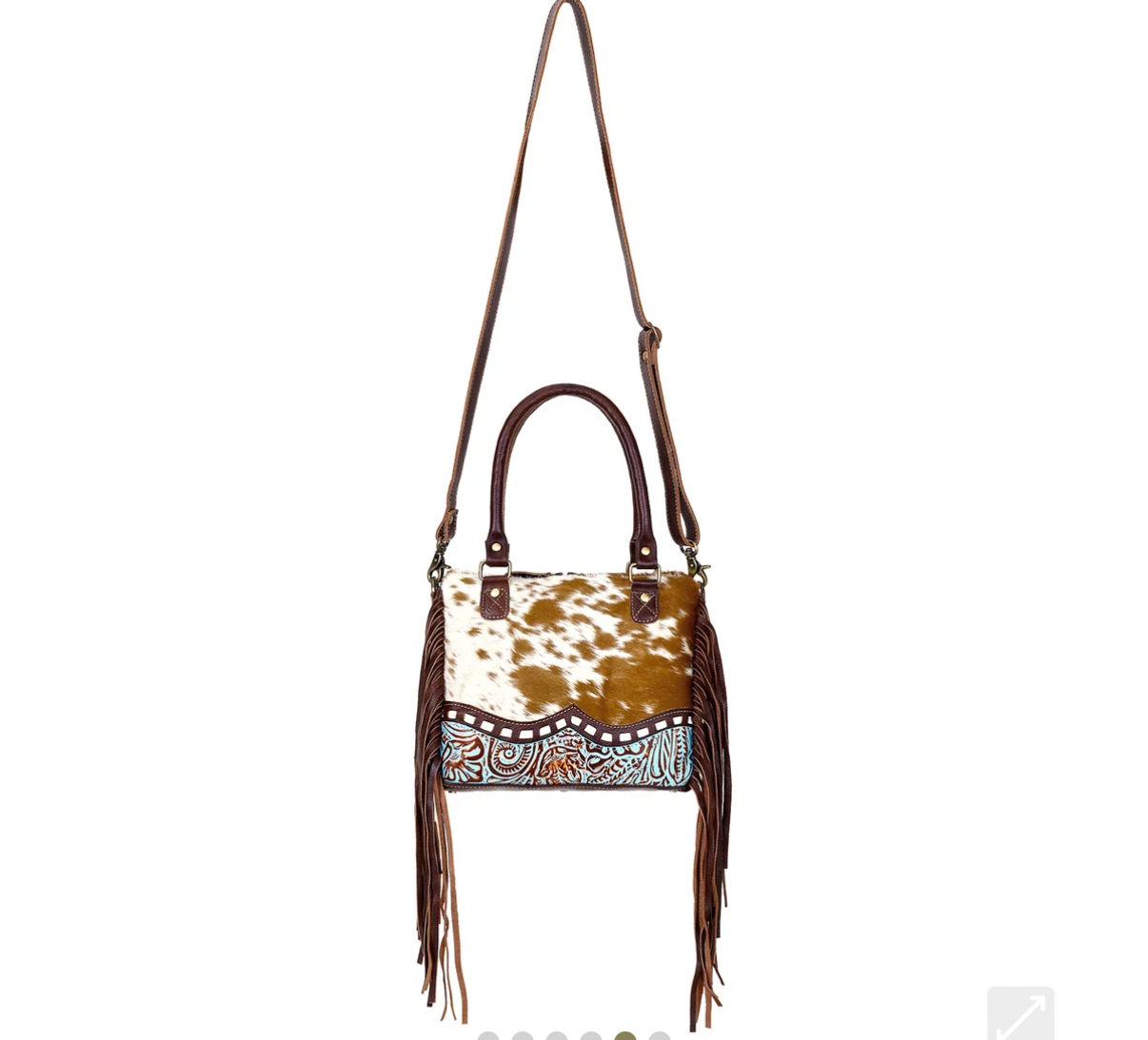 Myra bags  äkta läder & kohud väska brun