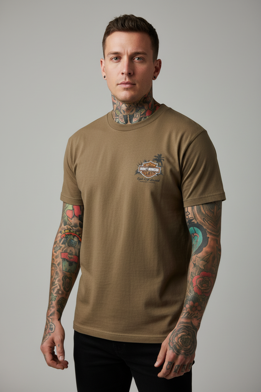 Harley Davidson motorcykel  tshirt   Brun  L   unisex