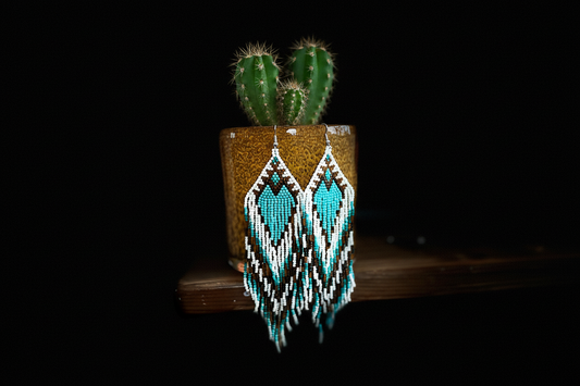 rebell örhängen indian pärlor långa turkosa handgjorda