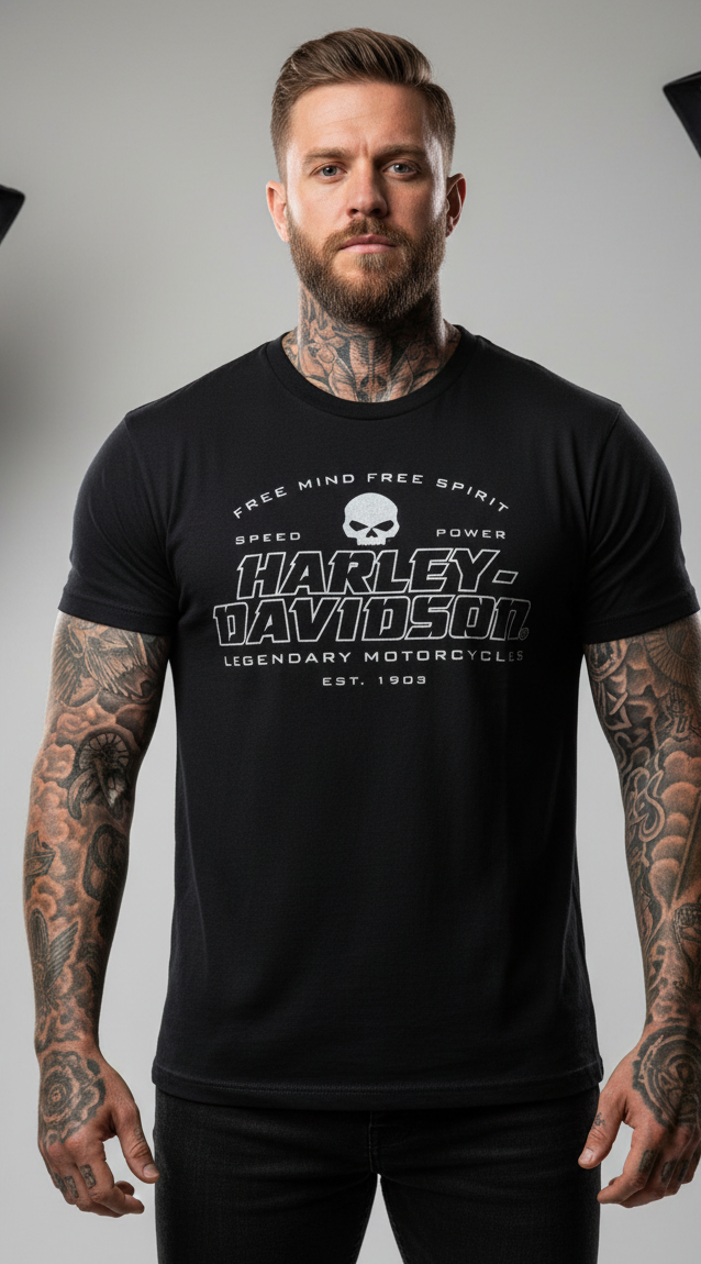 Harley Davidson motorcykel  tshirt  svart medium unisex