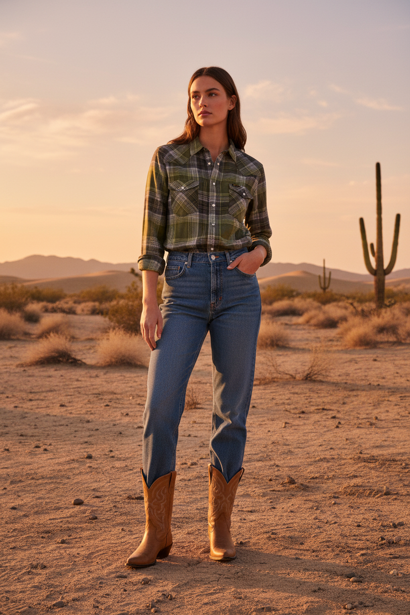 Wrangler skjorta flanell western shirt pesto