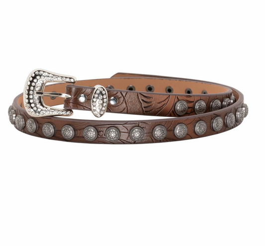 Stars and stripes hattband läder brun