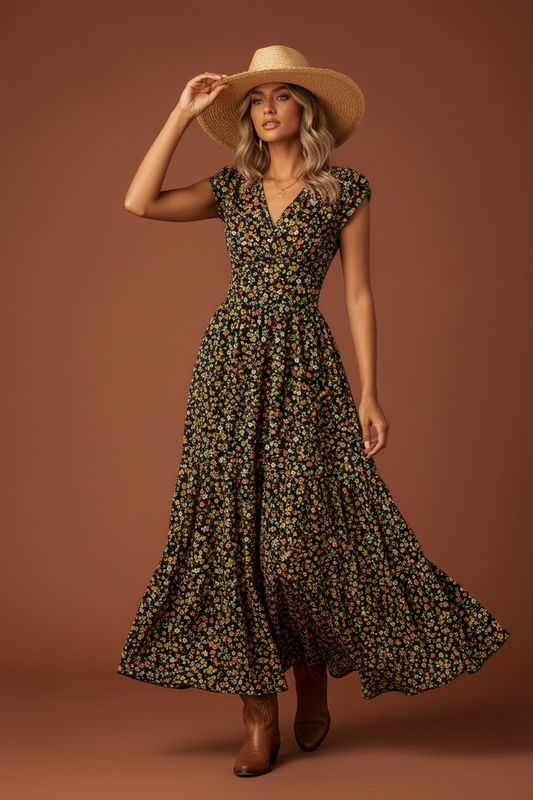 rebell boho western flowerdreamy  långklänning mönster