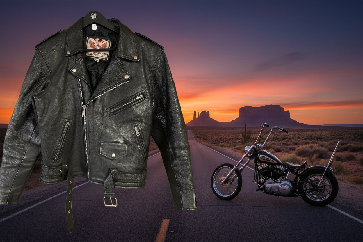 Akasko Leather Jacket – Tidlös Skinnjacka med Attityd bikerjacka vintage strlk 42
