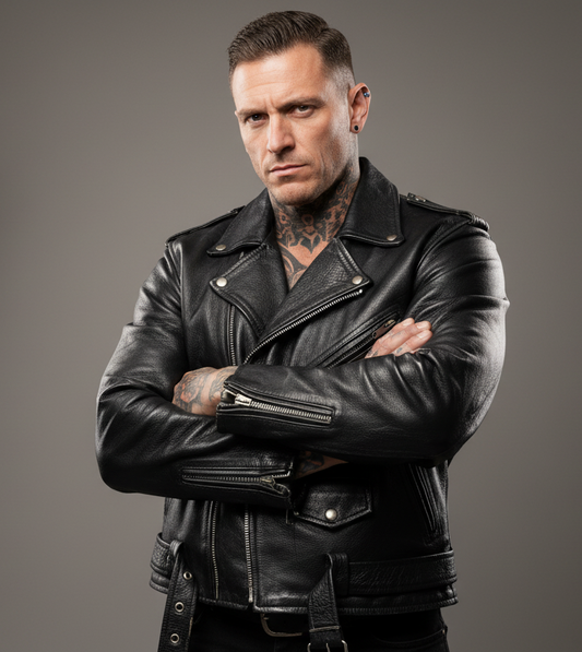Akasko Leather Jacket – Tidlös Skinnjacka med Attityd bikerjacka vintage strlk 42