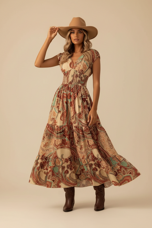 rebell boho western sweettexas långklänning mönster