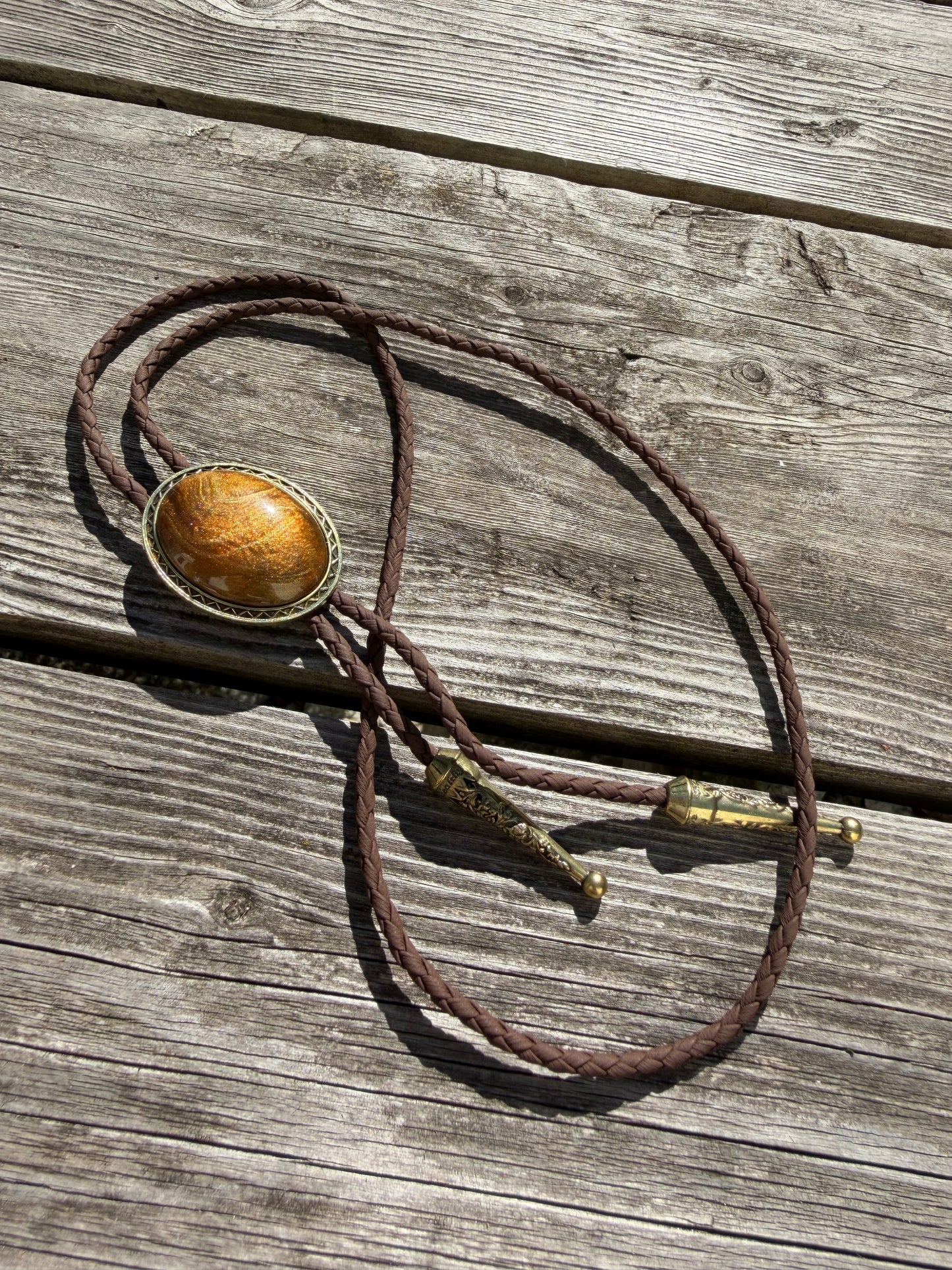 Texas jewelry brun guld   bolo tie