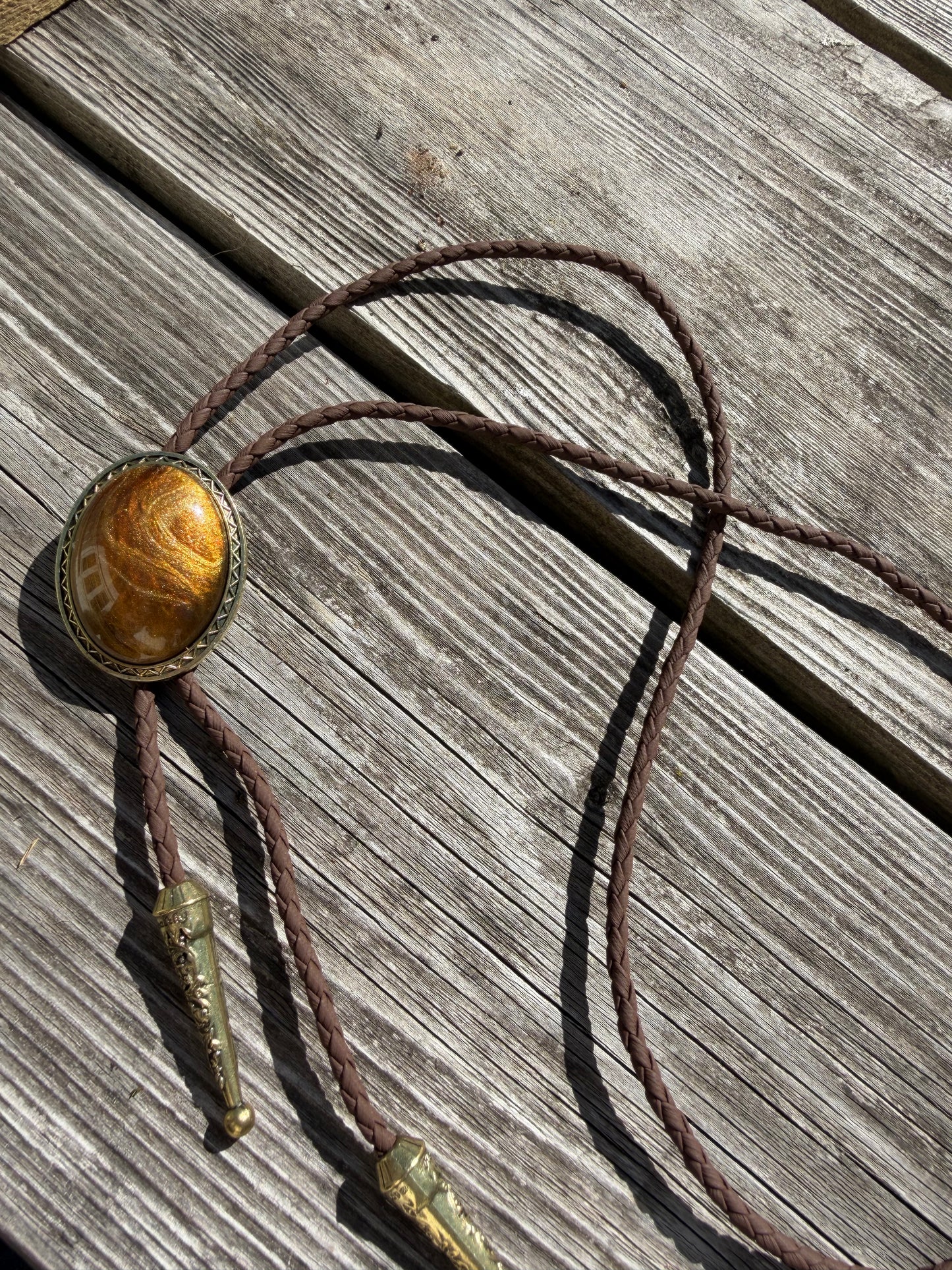 Texas jewelry brun guld   bolo tie