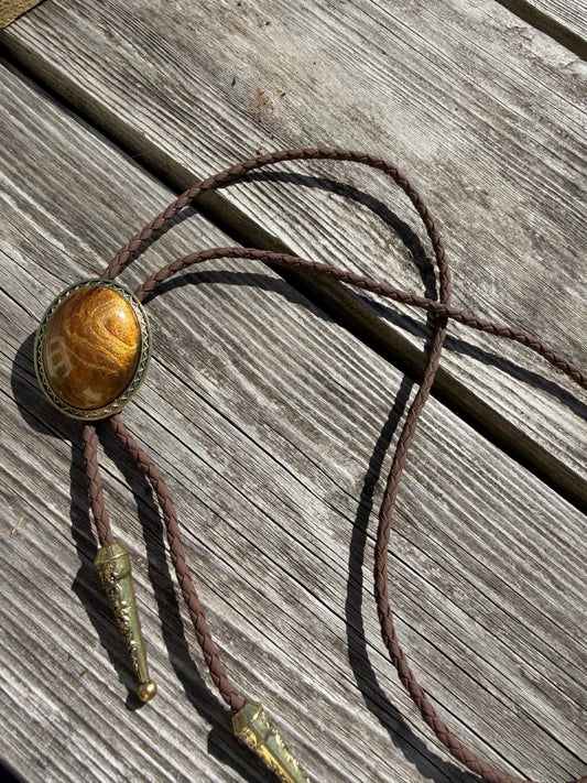 Texas jewelry brun guld   bolo tie