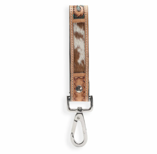Myra bags handtooled western nyckelring läder med kohud