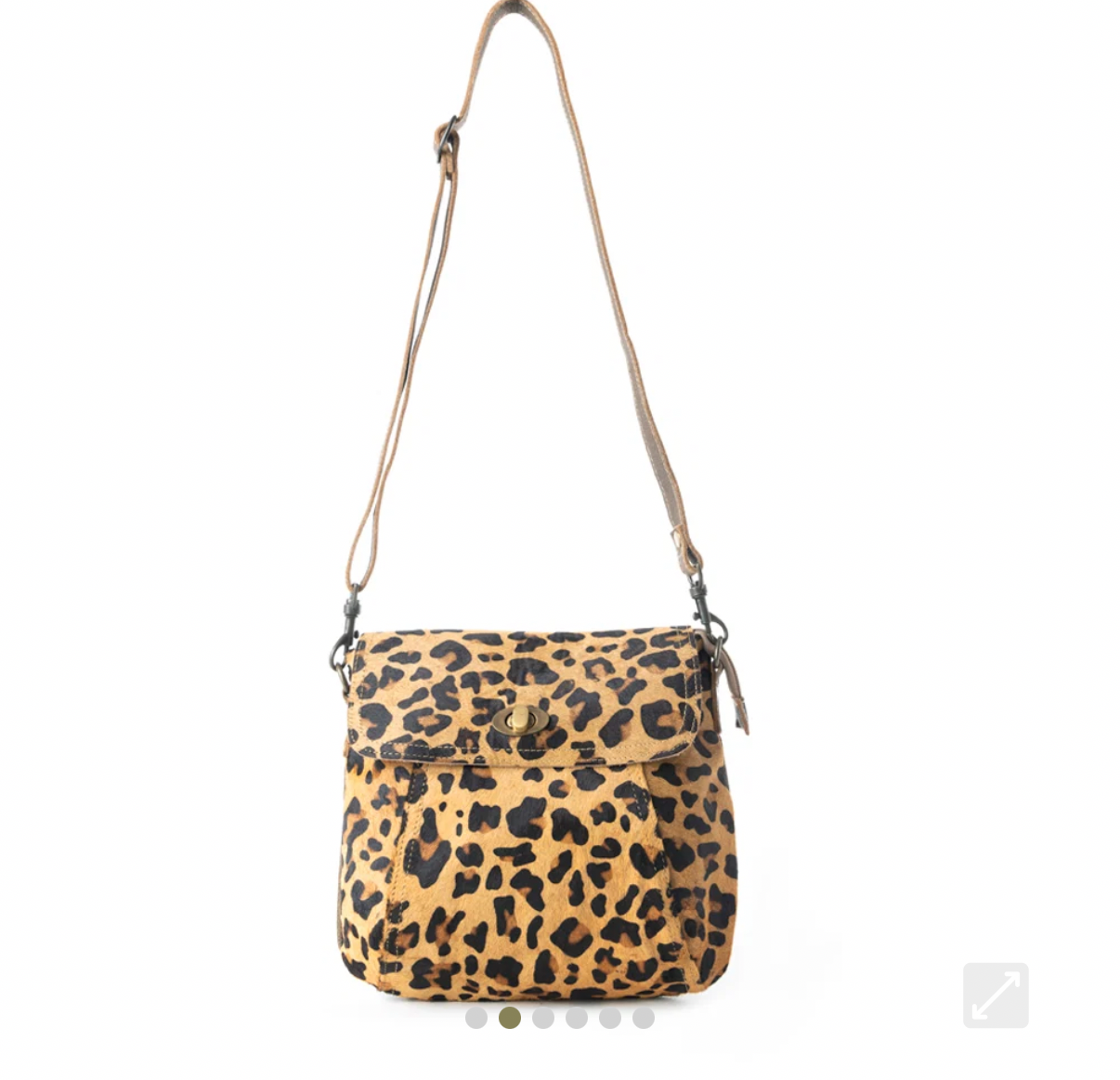 Myra bags leopard äkta läder & kohud väska brun