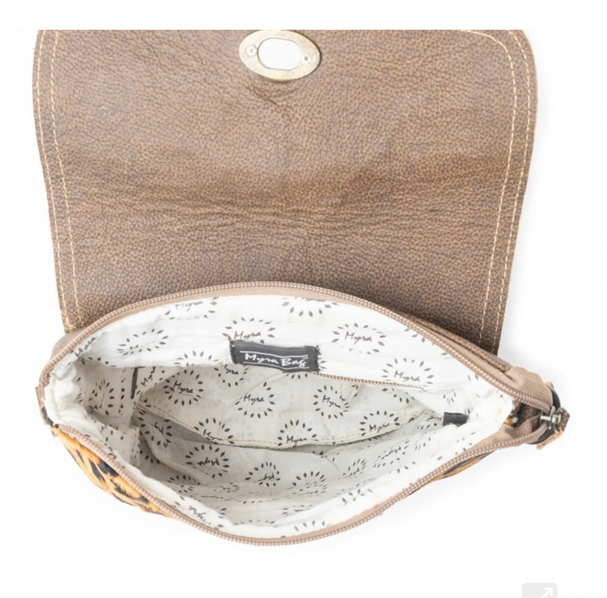 Myra bags leopard äkta läder & kohud väska brun