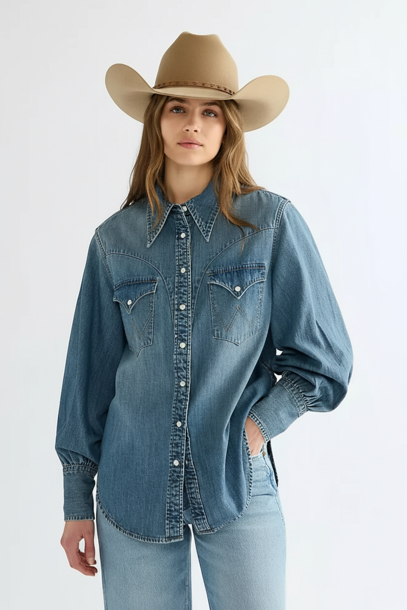 Wrangler skjorta western cowboy ezaggerqted worn legacy dam