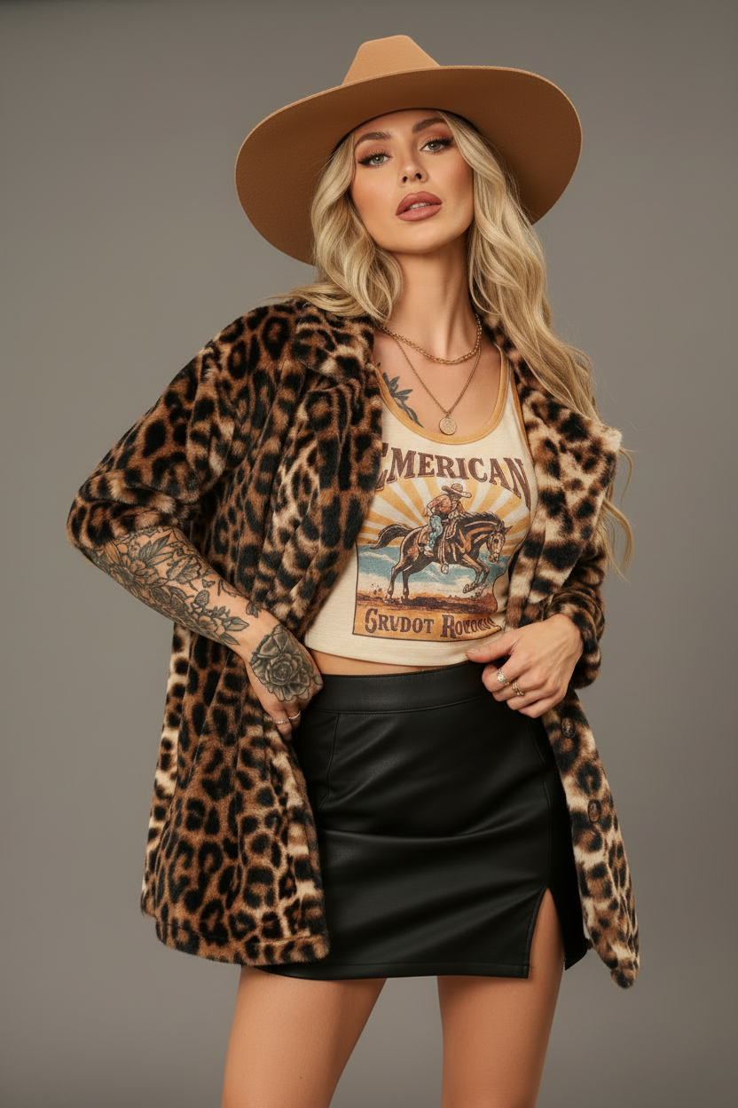Rebell Leopard päls jacka