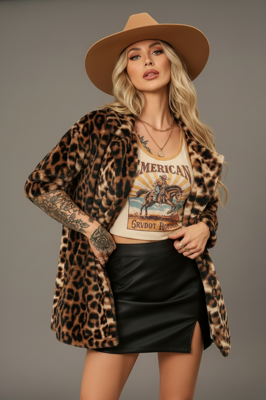 Rebell Leopard päls jacka