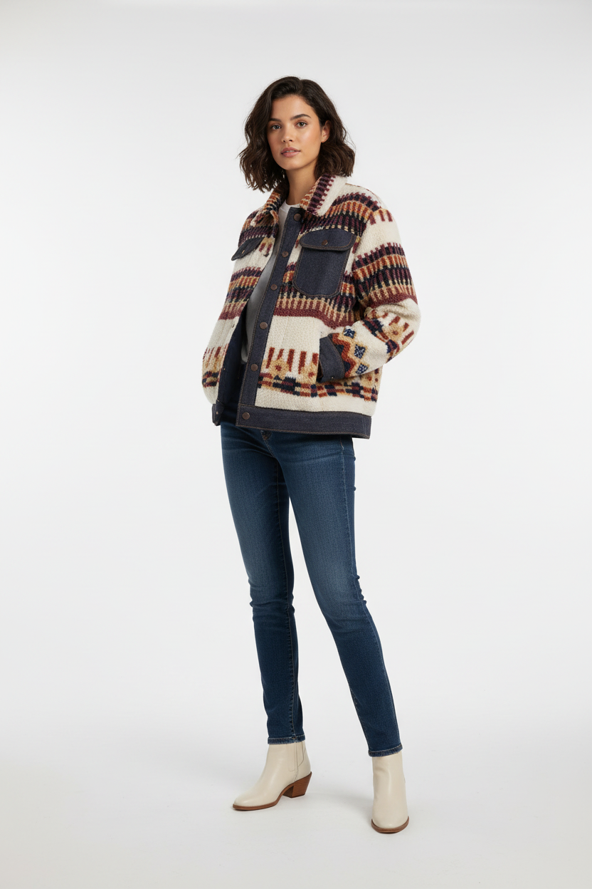 Wrangler jacka SHERPA TRUCKER FUN FAIRISLE dam modell