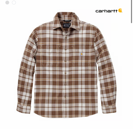 Carhartt flanellskjorta Carhartt Hamilton Relaxed LS Plaid shirt Carhartt brown