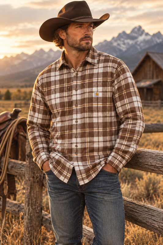 Carhartt flanellskjorta Carhartt Hamilton Relaxed LS Plaid shirt Carhartt brown